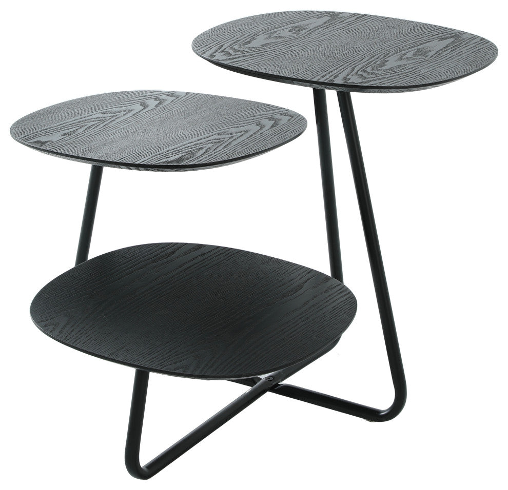 LeisureMod Hazelton End Table Manufactured Wood Top and Steel Base, Black
