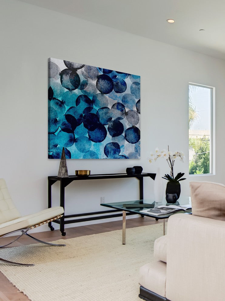 "Indigo Bubbles" Painting Print on Wrapped Canvas