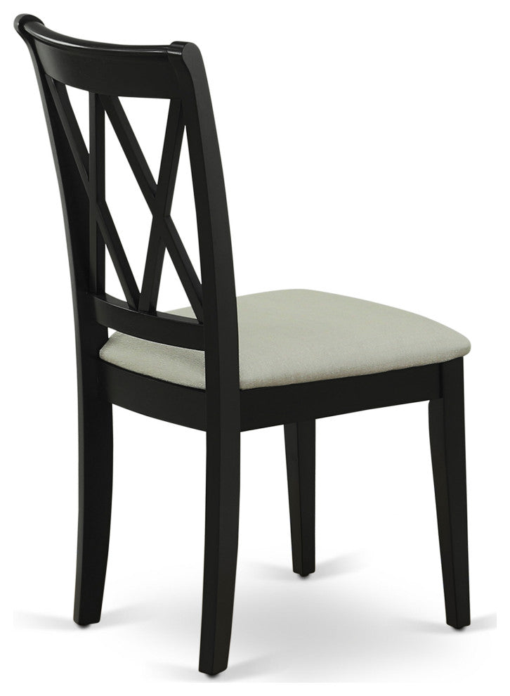 5Pc Dining Set, Round Table, Four Kitchen Chairs, Black Finish