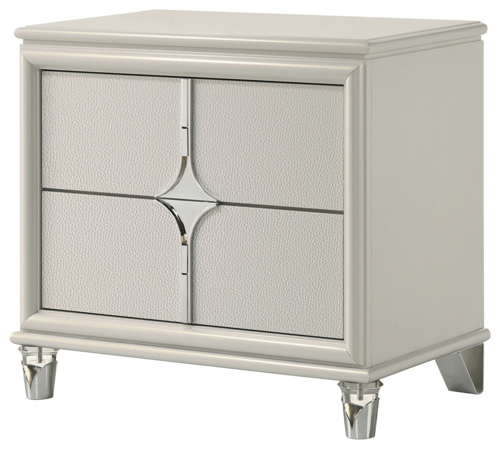 Olivia 2-drawer Nightstand Bedside Table Pearl White