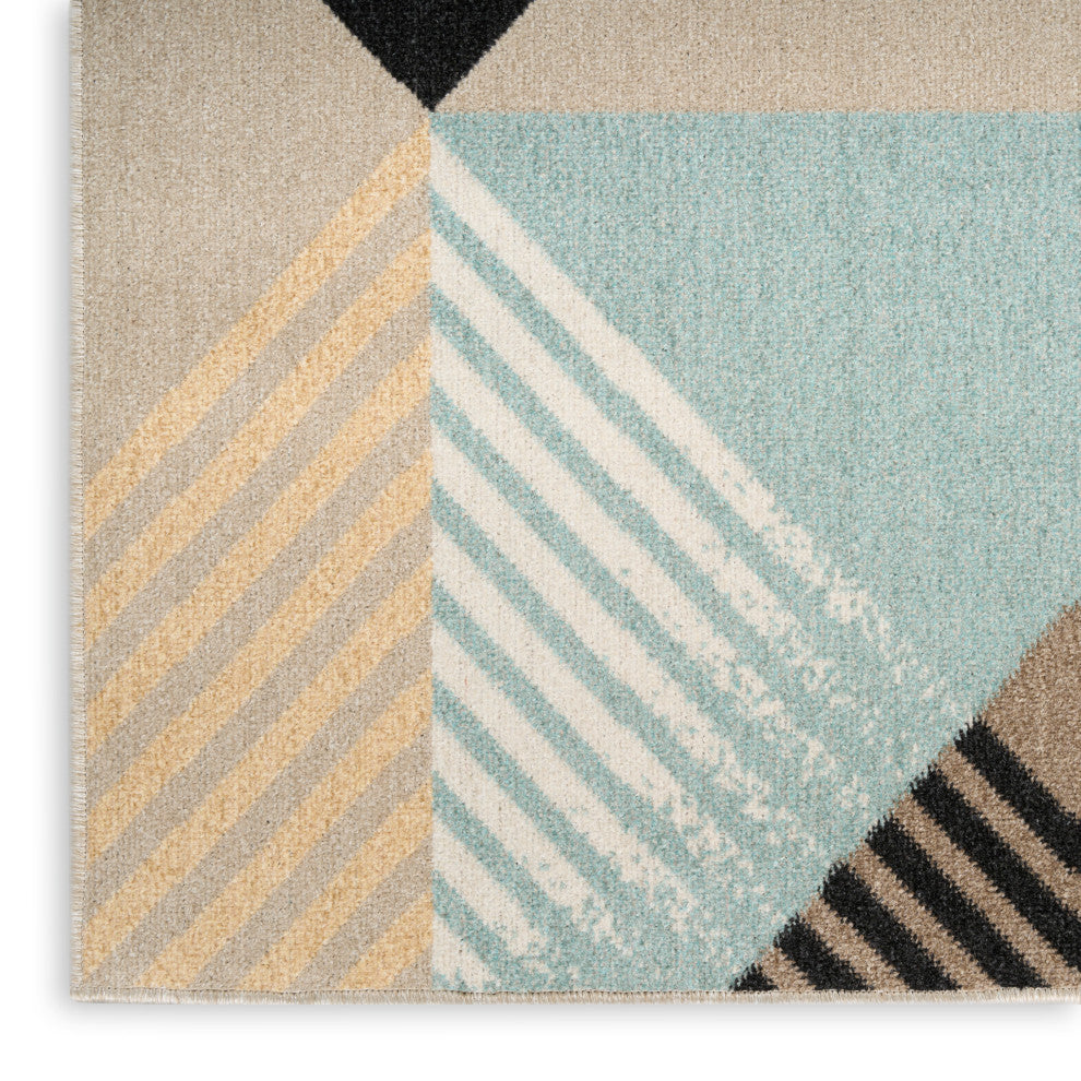 Nourison Washable Decor 9' x 12' Blue Multicolor Modern Indoor Rug
