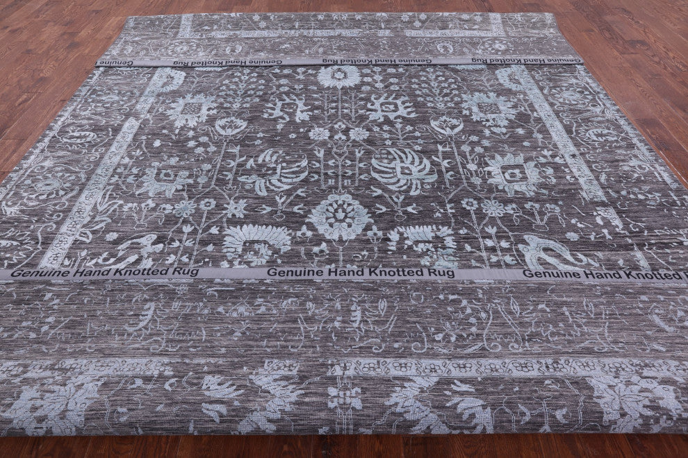 Persian Hand Knotted Wool and Silk Rug 10' 2" X 14' 2" Q11776