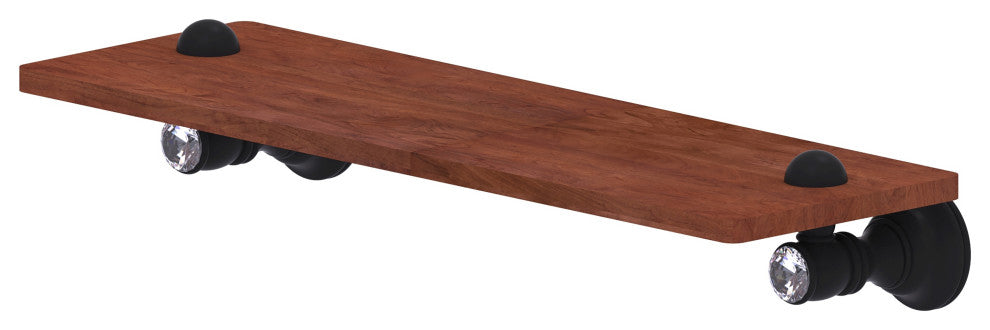 Carolina Crystal 16" Wood Shelf, Matte Black