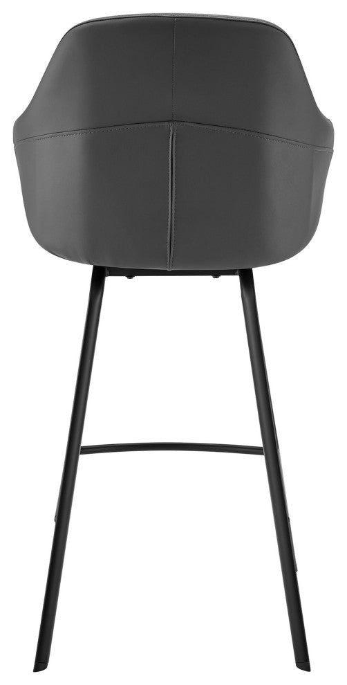 26" Gray Faux Leather and Black Metal Swivel Counter Stool