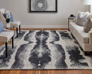 Eshwar R8930 Modern/Industrial/Global Rug, Black/White, 9'x12'