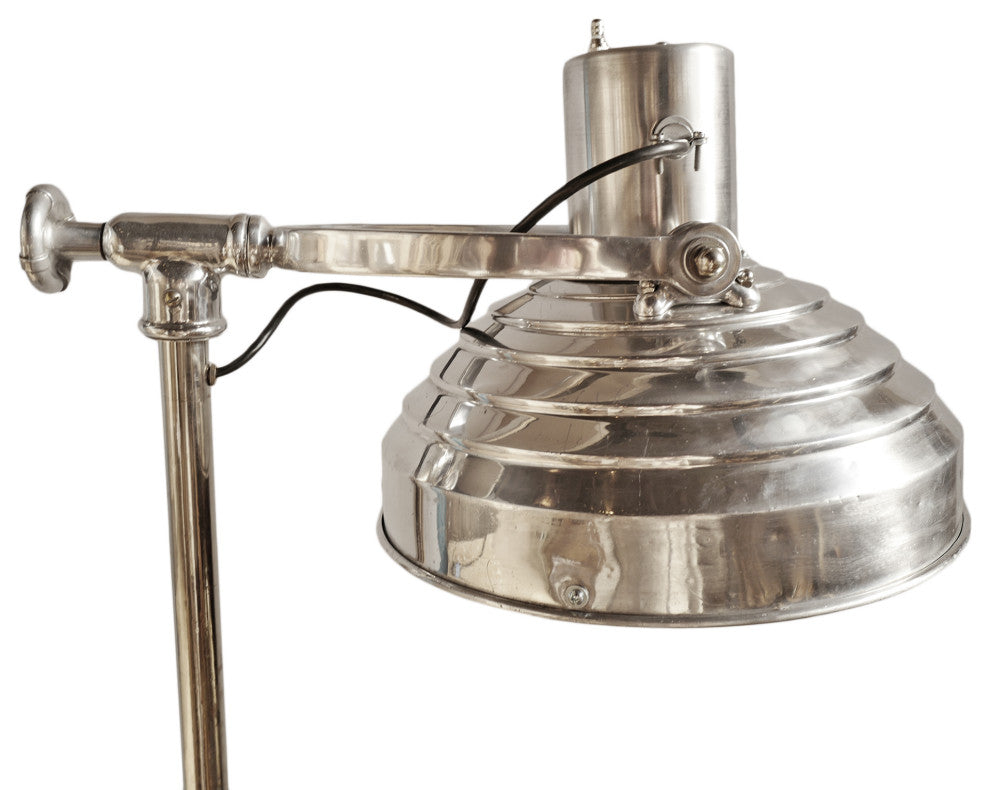 Consigned Chrome Industrial Floor Lamp on Wheels