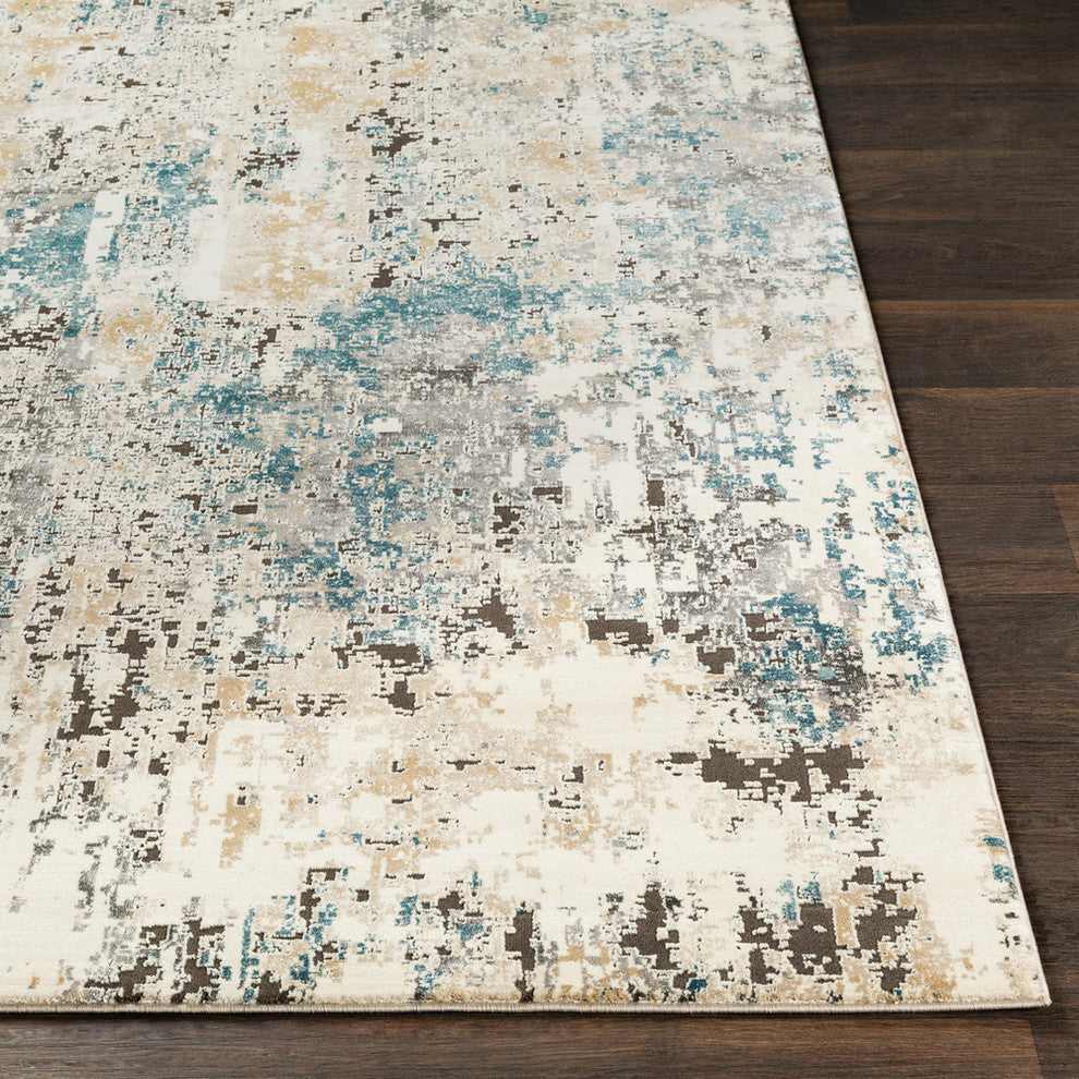 Pune Modern Taupe, Charcoal Area Rug, 6''7"x9''6"