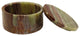 Eirenne Collection Black Zebra Marble 4" Circular Keepsake Box, Green and Brown