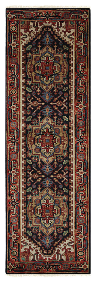 Hand-Knotted Wool Navy Traditional Oriental Serapi Rug, 10' X 14'