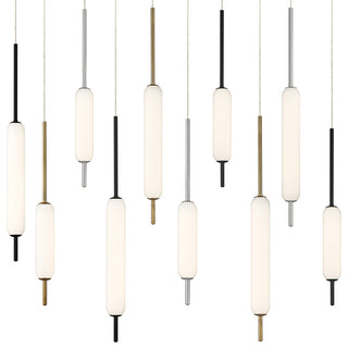 12 Light Midcentury Island Light, Antique Brass/Black