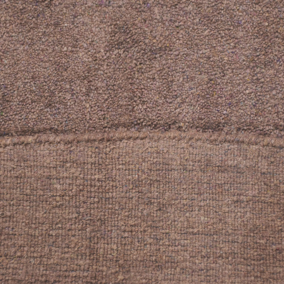 Hand Knotted Loom Silk Mix Area Rug Solid Light Brown, [Round] 8'x8'