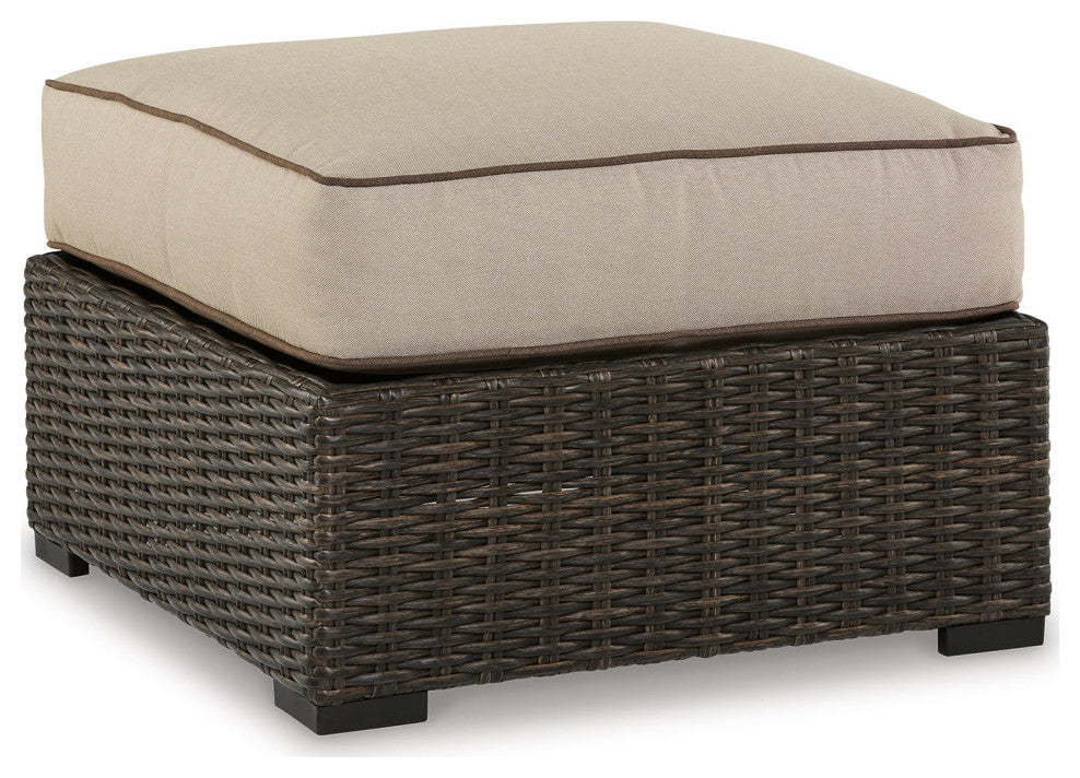 Coastline Bay Brown Outdoor Ottoman With Cushion