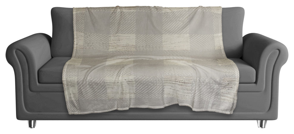 Gray Buffalo Check 50x60 Coral Fleece Blanket