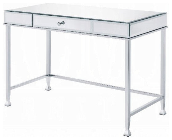 Canine Writing Desk, Mirrored and Chrome Finish