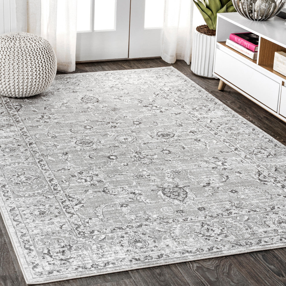 Modern Persian Vintage Light Grey 3' x 5' Area Rug