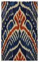 Blue Crown Ikat Modern Bohemian Area Rug, 5'6"x8'6"