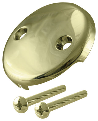 3-1/8" Two-Hole Overflow Face Plate and Screws, Polished Brass