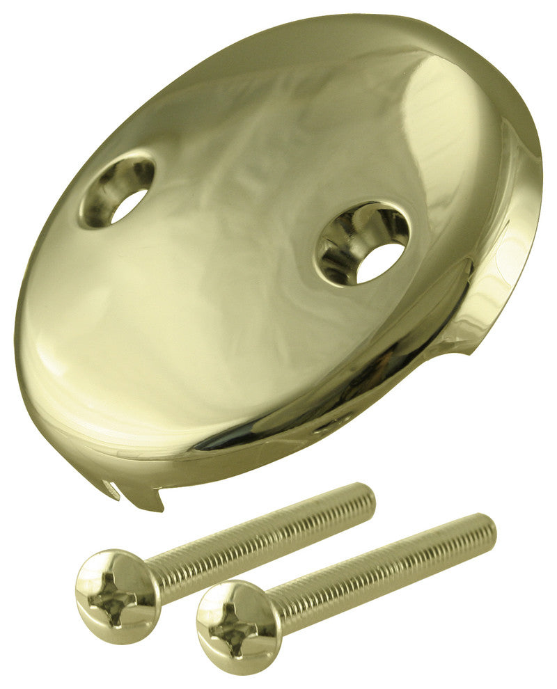3-1/8" Two-Hole Overflow Face Plate and Screws, Polished Brass