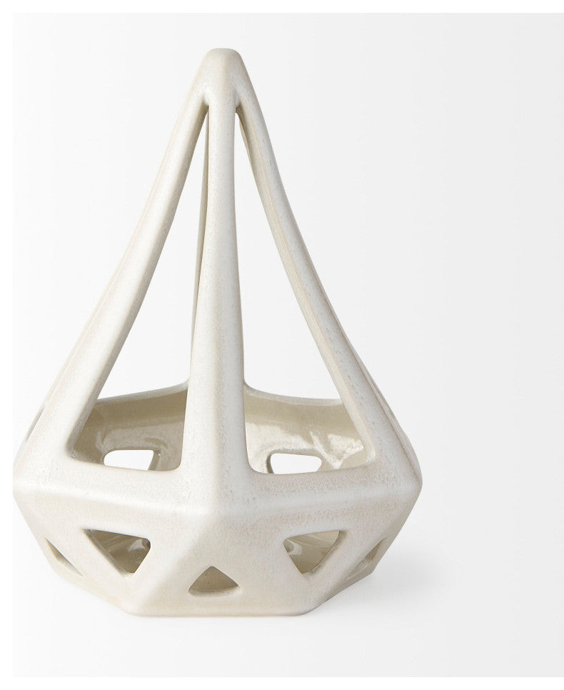 Hood White Geometric Ceramic Object