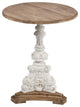 Benzara BM285153 27" Side End Table, Mango Wood, Turned Pedestal, White
