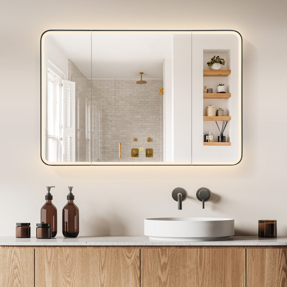 Ostaria Surface-Mount/Reccessed LED Lighted Bathroom Medicine Cabinet, 48"