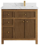 Sonoma Teak 36 Right Offset Bath Vanity in Dark Natural with 2" Calacatta Laza