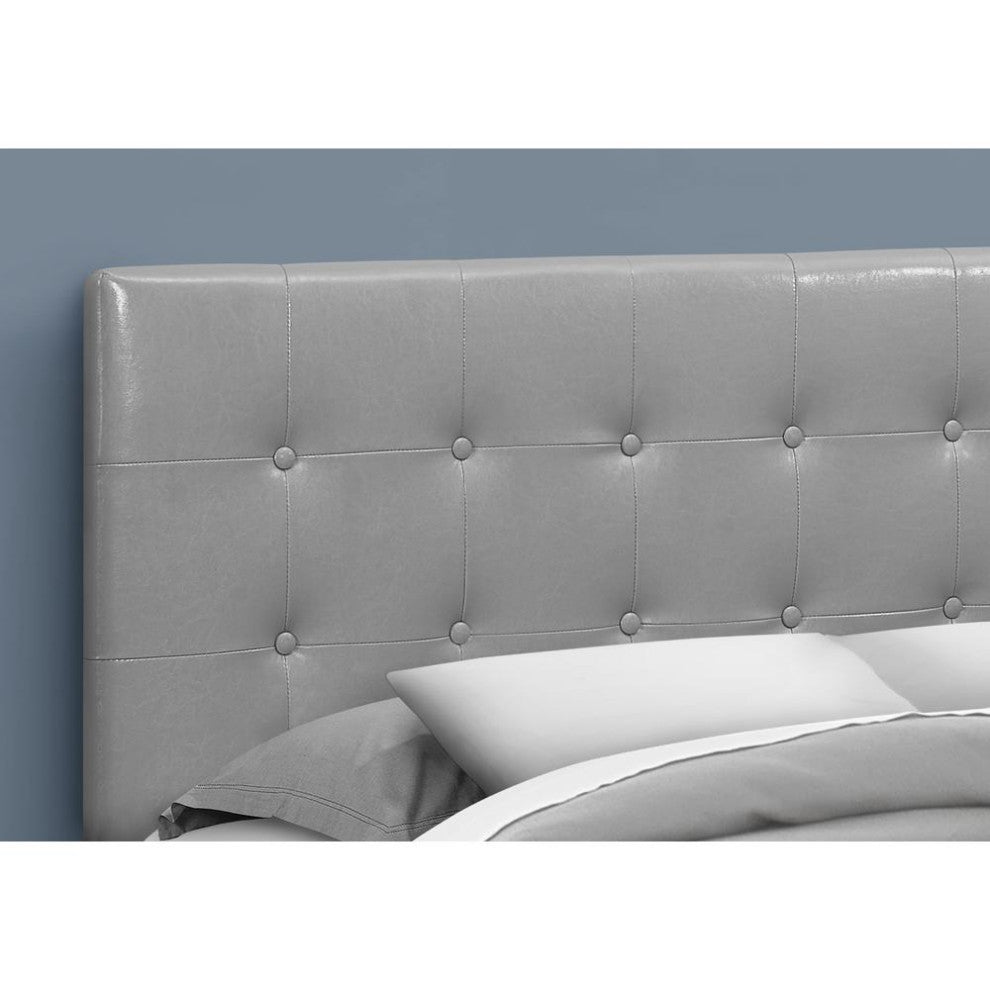 Bed, Headboard Only, Queen Size, Bedroom, Upholstered, Grey Leather Look