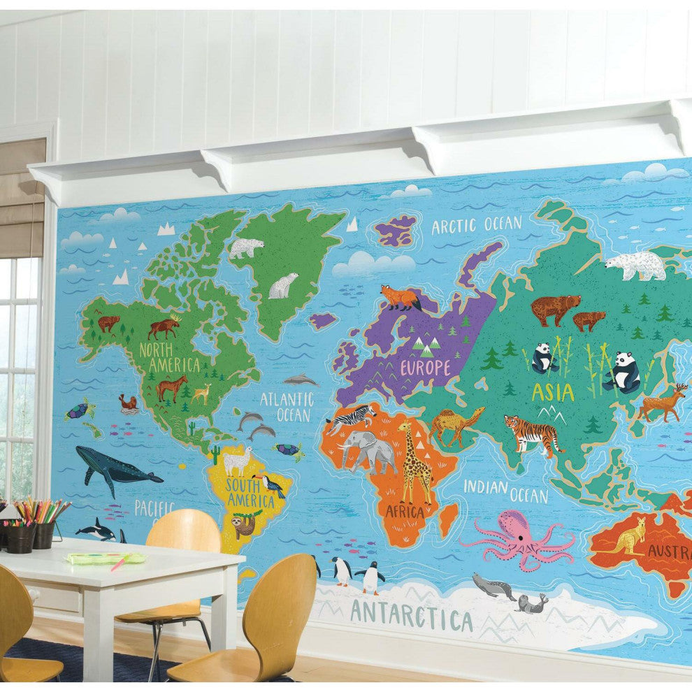 World Map Mural Peel & Stick Wallpaper