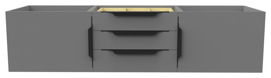 CastelloUSA Alpine 60" Wall Mounted Vanity, Base Only, Gray, Black Handles