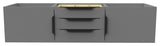 CastelloUSA Alpine 60" Wall Mounted Vanity, Base Only, Gray, Black Handles