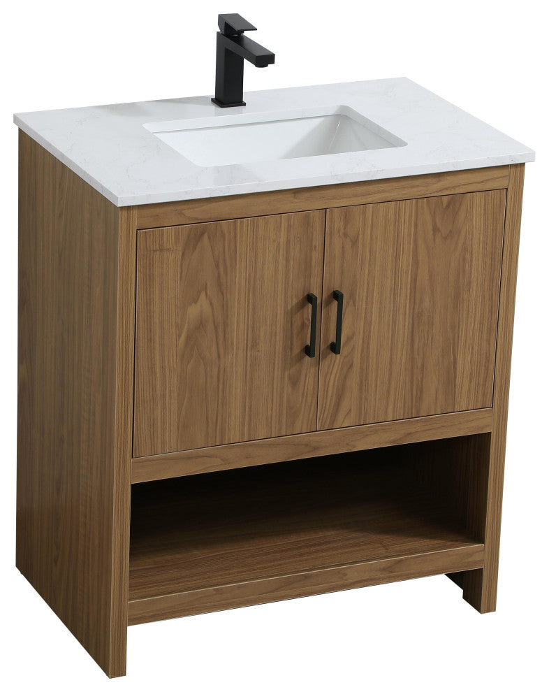 Home Living 30" Single Bathroom Vanity, Walnut Brown
