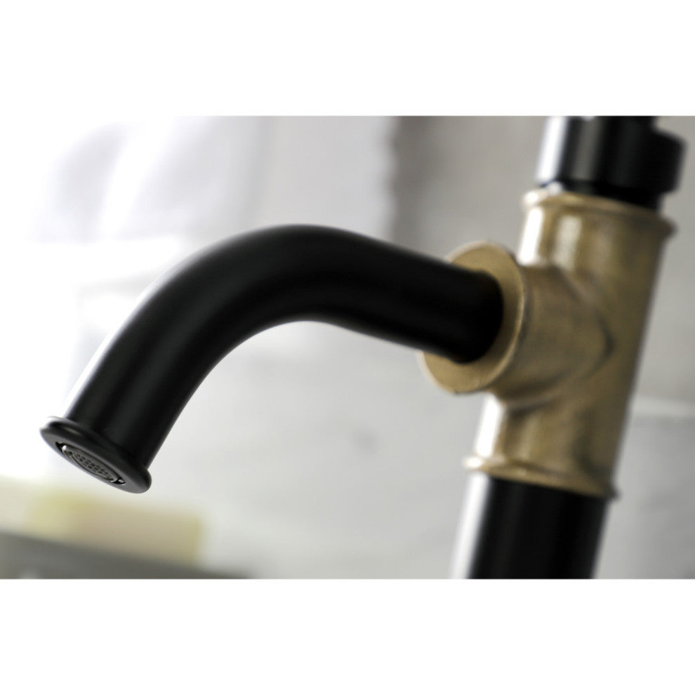 Single-Handle Bathroom Faucet With Push Pop-Up, Matte Black/Antique Brass