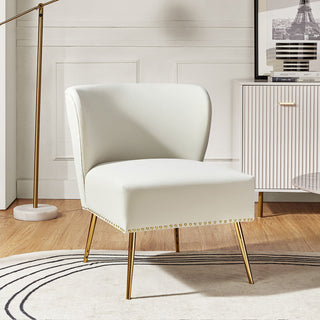 Beatrice Accent Chair With Nailhead Trim, Ivory
