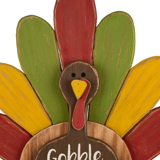 24" Thanksgiving Wooden Turkey Standing Decor