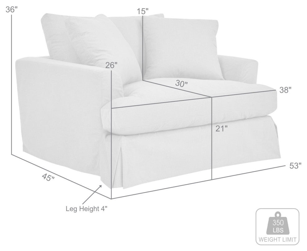 Ciara 53" Upholstered Chair and a Half in Pearl, Slate Gray