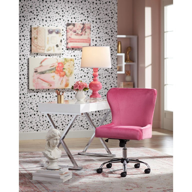 Contemporary Desk, X-Shaped Chrome Metal Legs & Handless Storage Drawer, White