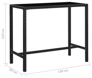 vidaXL Patio Bar Set 7 Piece with Cushions Poly Rattan Black Garden Chair