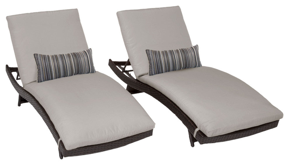 Belle Curved Chaise Set of 2 Outdoor Wicker Patio Furniture