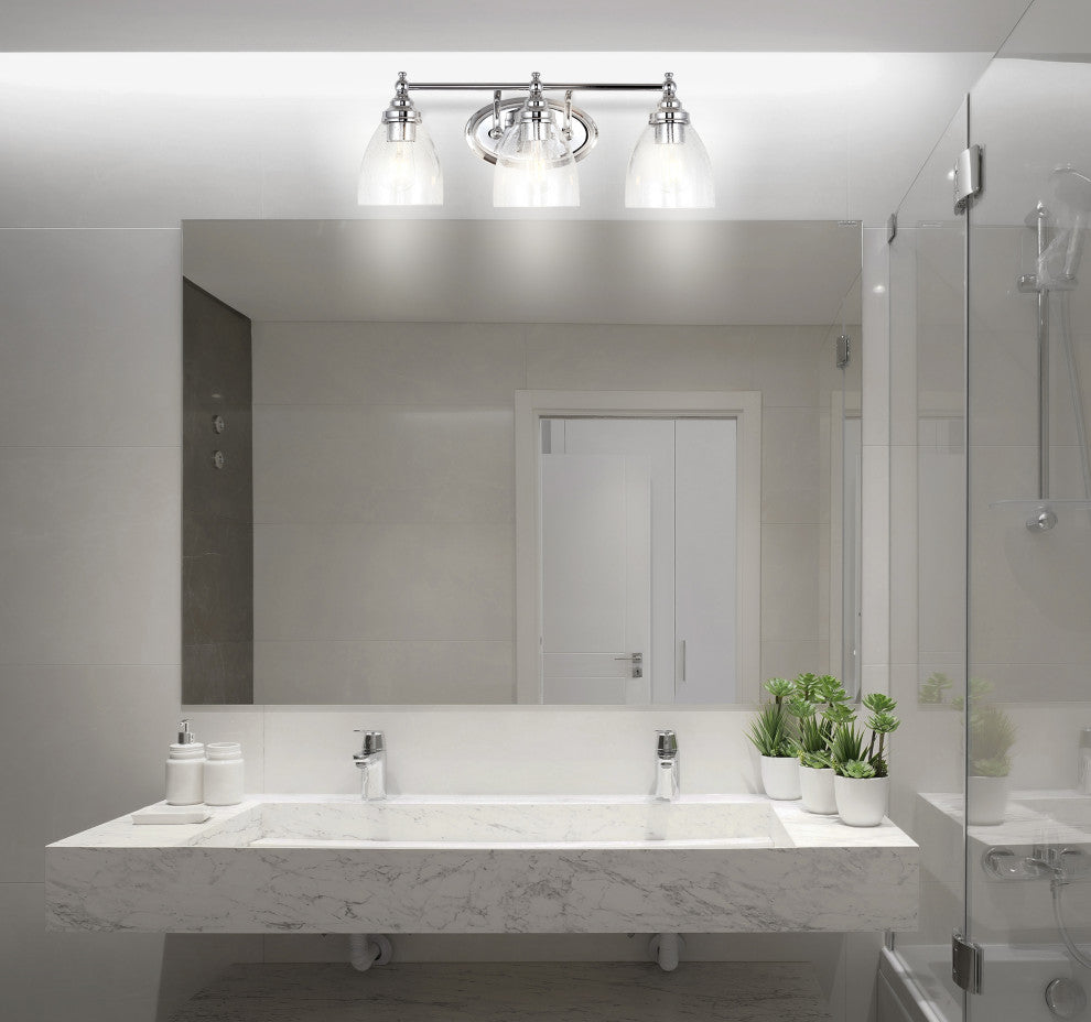 Marais Metal/Glass LED Vanity Light, Chrome, Width: 22.25"