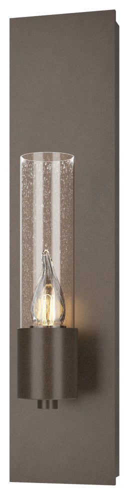 Pillar 1 Light Sconce, Bronze Finish, Seeded Clear Glass