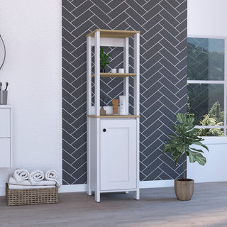 Artic Linen Cabinet, Light Oak-White