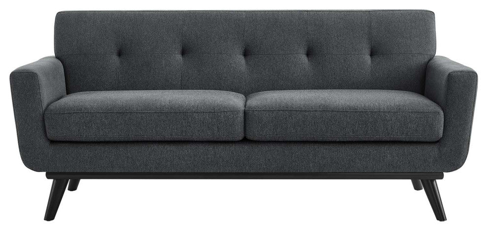 Engage Herringbone Fabric Loveseat, Charcoal