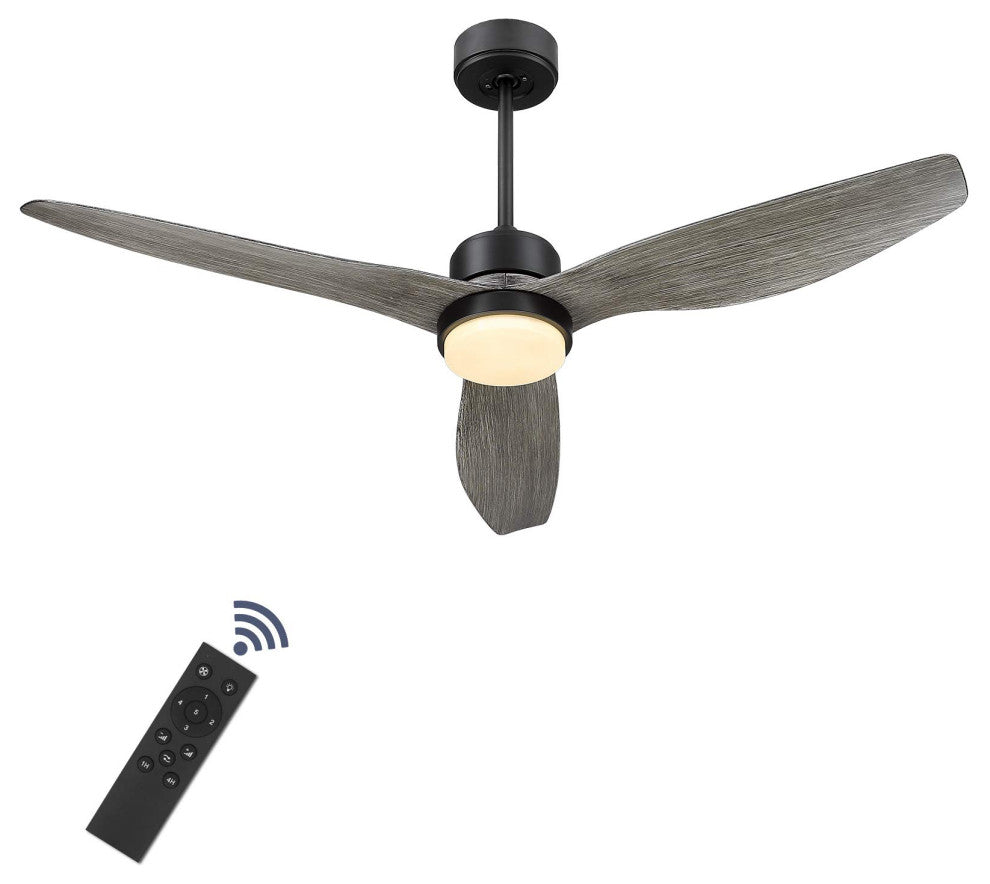 52'' 3 - Blade LED Propeller Ceiling Fan with Remote Control and Light Kit, Wood