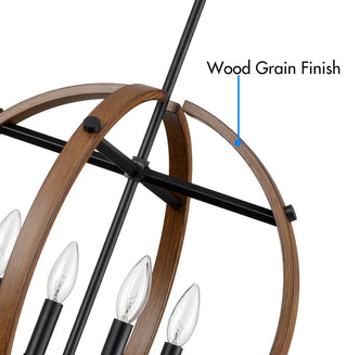 Farmhouse 4-Light Globe Pendant Light Wood Grain Finish