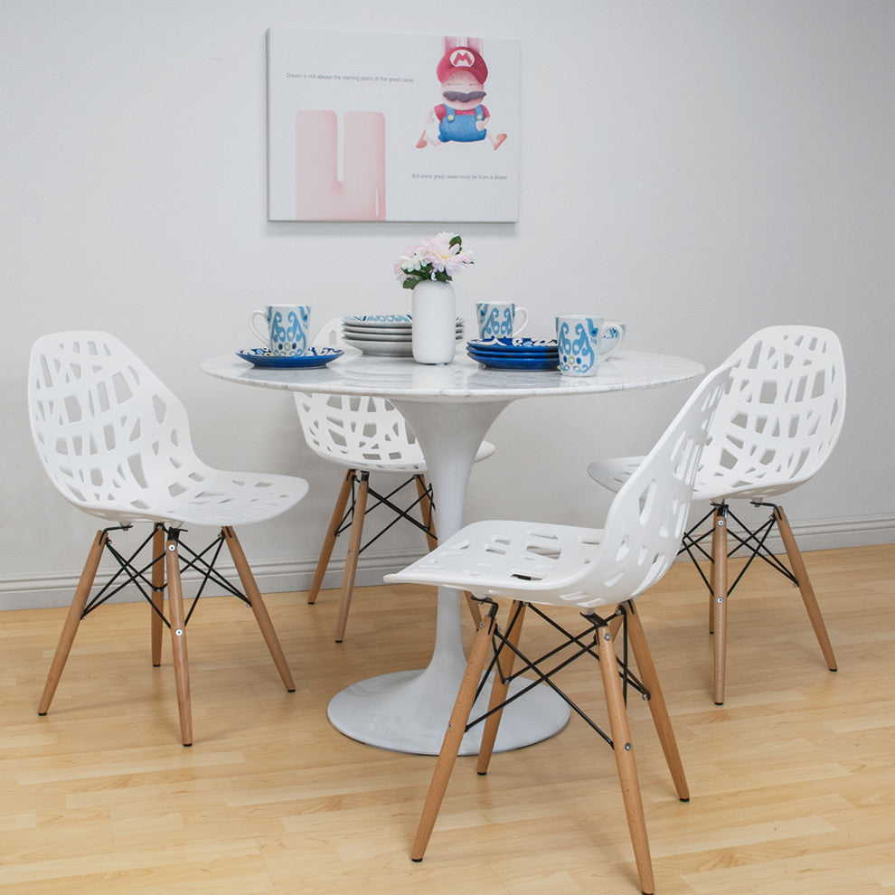 Mod Made Stencil Cut Out Eiffel Dining Side Chair, Set of 2, White