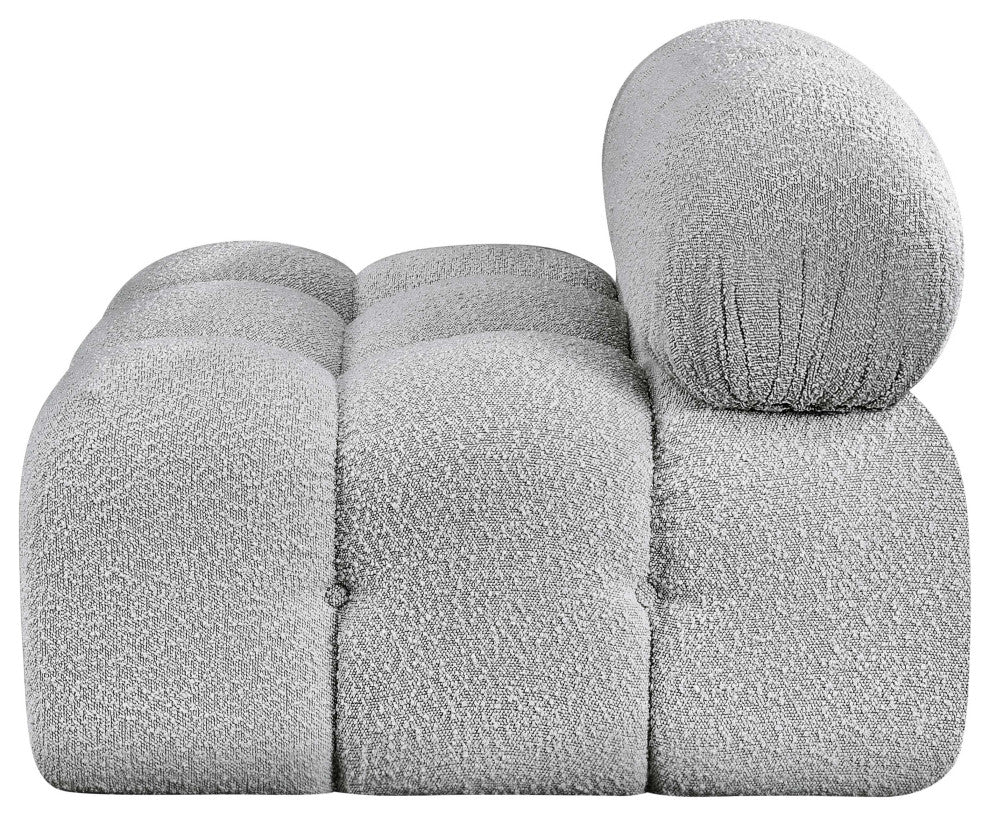 Ames Boucle Fabric Modular Chair, Grey, Armless Chair