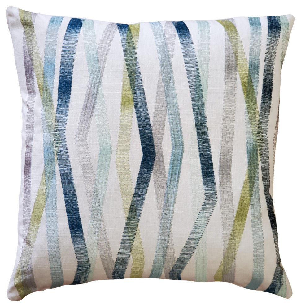 Wandering Lines Deep Sea Throw Pillow 19x19, with Polyfill Insert