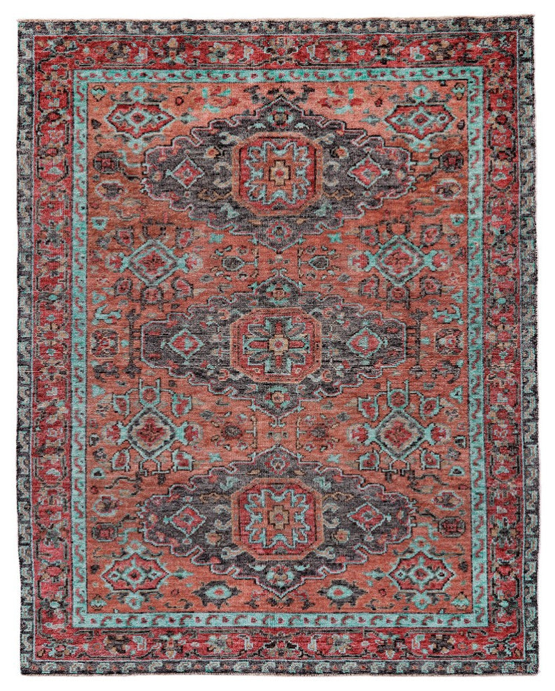 Weave & Wander Bashyr Rug, Rust/Aqua, 5'6"x8'6"