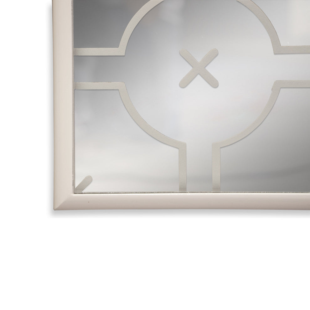 Large Etched Glass Mirror, Geometric Mid Century Art Mirror