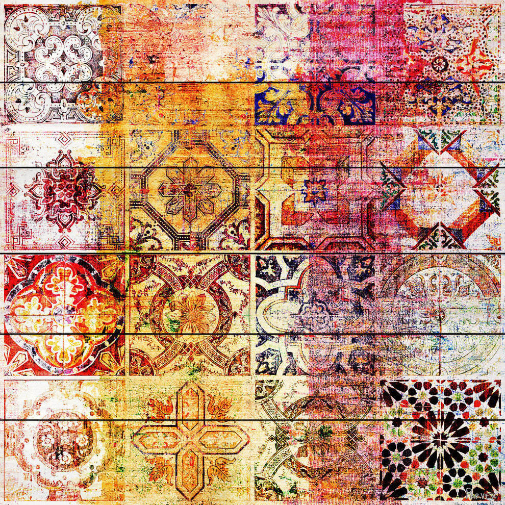 "Nador" Wall Art on White Wood, 32"x32"